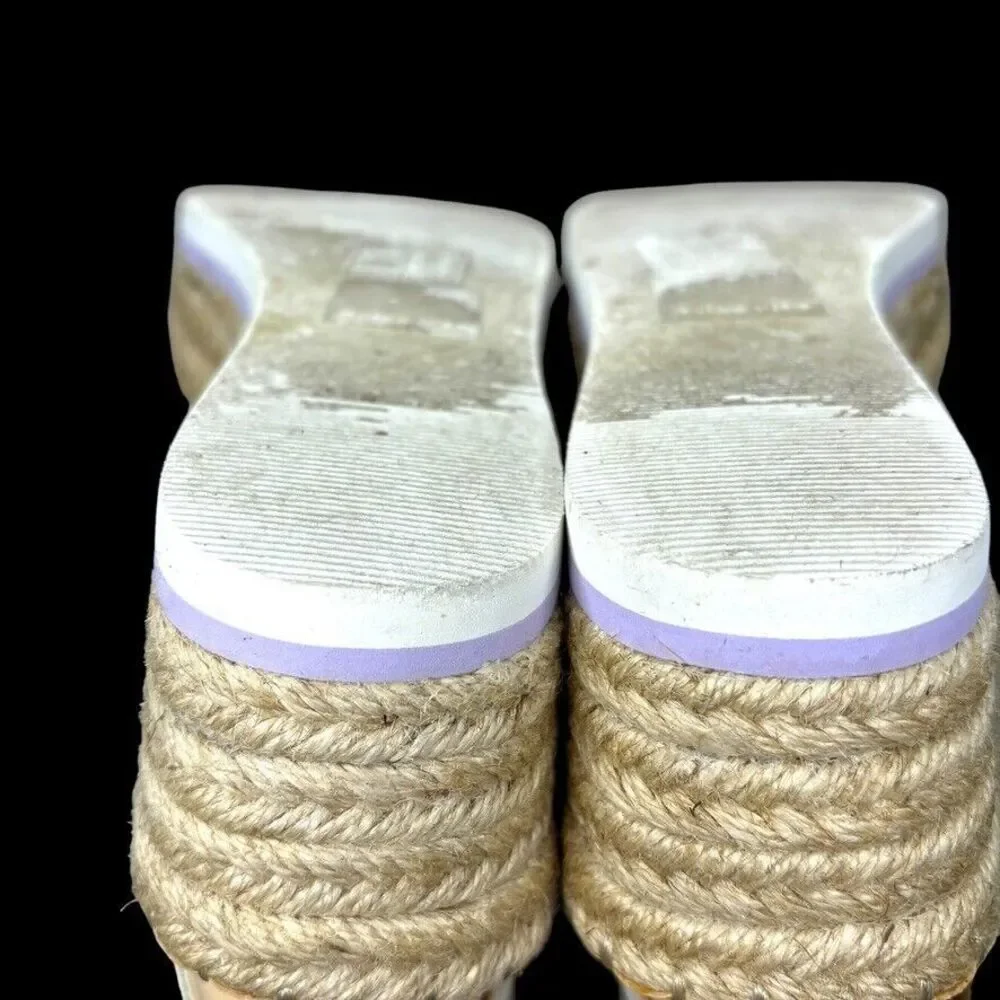 Dolce‎ Vita Lury White Fabric Elastic Platform Wedge Espadrille Womens Size 9M